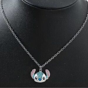 Adorable Stitch Character Pendant Necklace with Pink and Blue Details